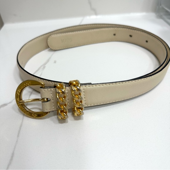 Vintage Paloma Picasso Cream and Gold Chain Hardware Belt, Size M / 75 - Picture 2 of 8